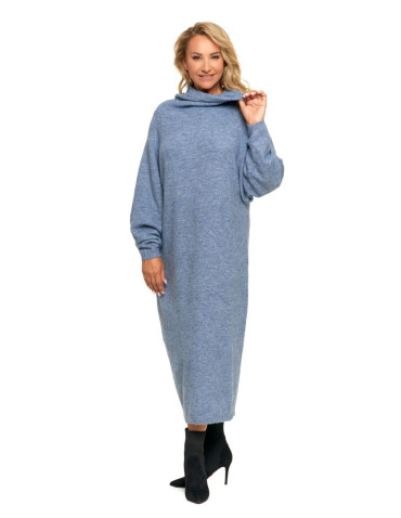 Sukienki - Swetrowa sukienka damska oversize z golfem GRANATOWY - produkt 5