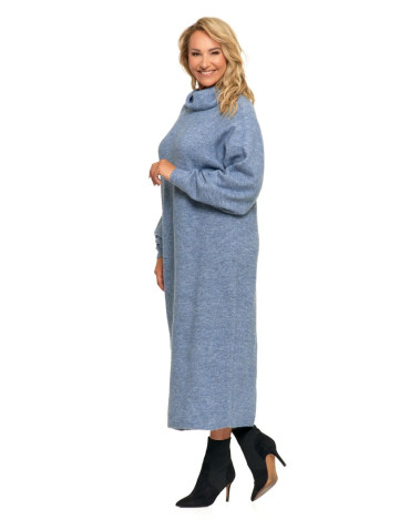 Sukienki - Swetrowa sukienka damska oversize z golfem GRANATOWY - produkt 7