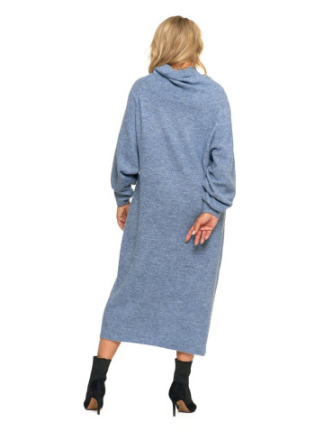 Sukienki - Swetrowa sukienka damska oversize z golfem GRANATOWY - produkt 8