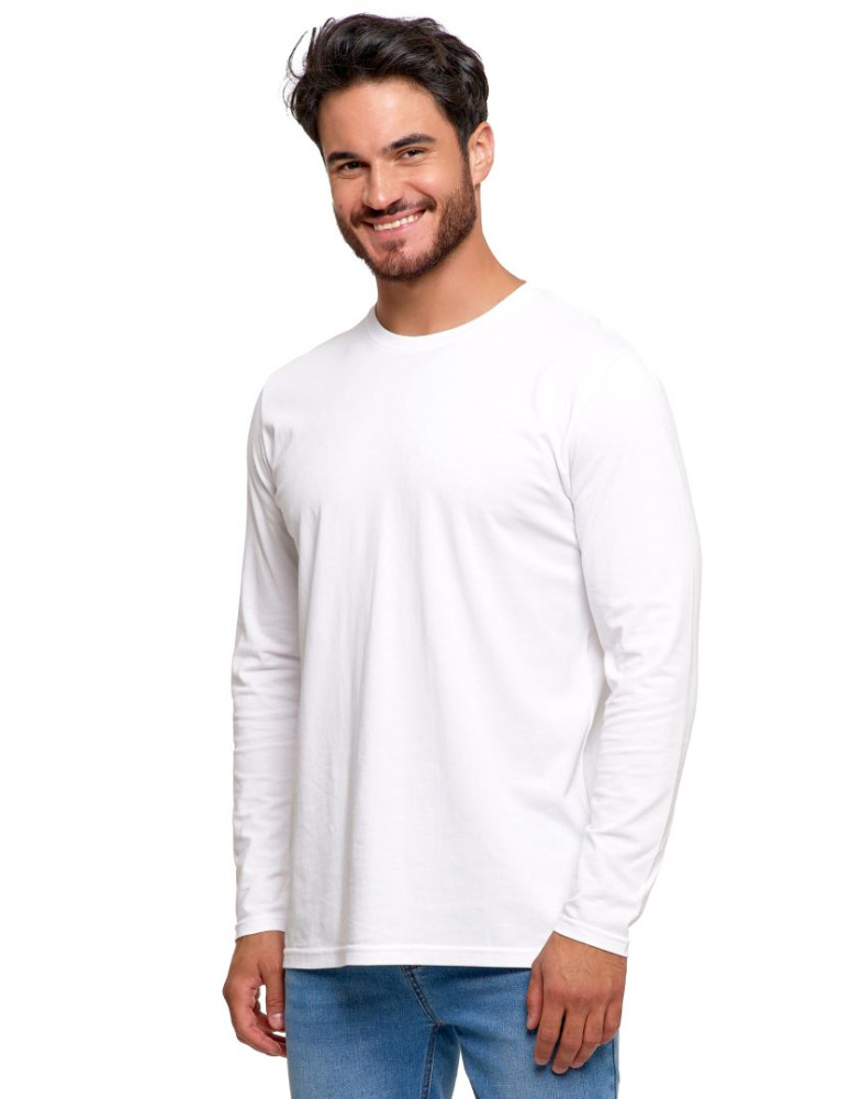 Koszulki, topy, koszule - Longsleeve koszulka męska bawełniana z długim rękawem BIAŁY - produkt moraj.pl 1