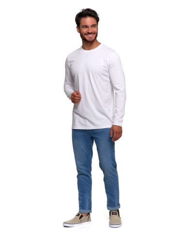 Koszulki, topy, koszule - Longsleeve koszulka męska bawełniana z długim rękawem BIAŁY - produkt 5