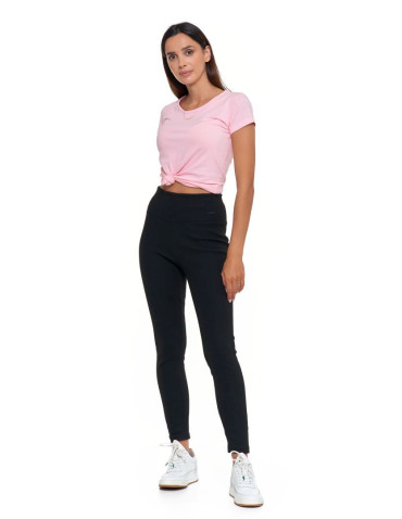 Legginsy - Prążkowane legginsy damskie z wysokim stanem ocieplane CZARNY - produkt 1