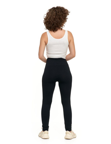 Legginsy - Legginsy damskie z wysokim stanem prążkowane sportowe CZARNY - produkt 6