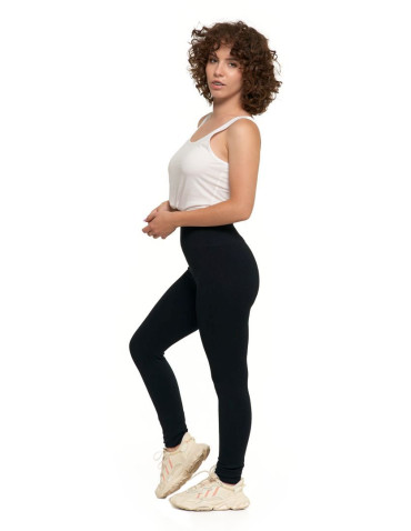 Legginsy - Legginsy damskie z wysokim stanem prążkowane sportowe CZARNY - produkt 4
