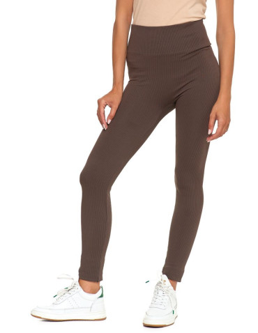 Legginsy - Legginsy damskie z wysokim stanem prążkowane sportowe MOKKA - produkt 7