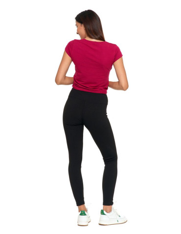 Legginsy - Prążkowane legginsy damskie z wysokim stanem CZARNY - produkt 3