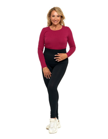 Legginsy - Prążkowane legginsy damskie z wysokim stanem CZARNY - produkt 8