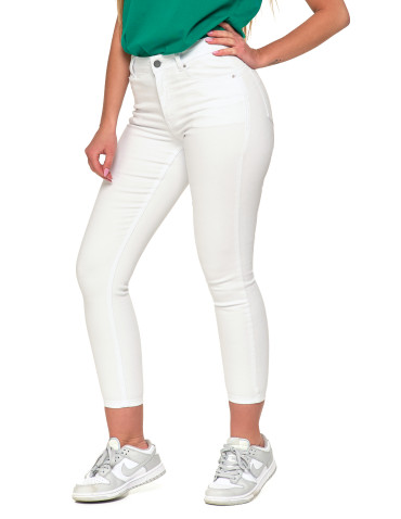 Spodnie - Białe spodnie damskie jeansy skinny push up z wysokim stanem BIAŁY - produkt 11