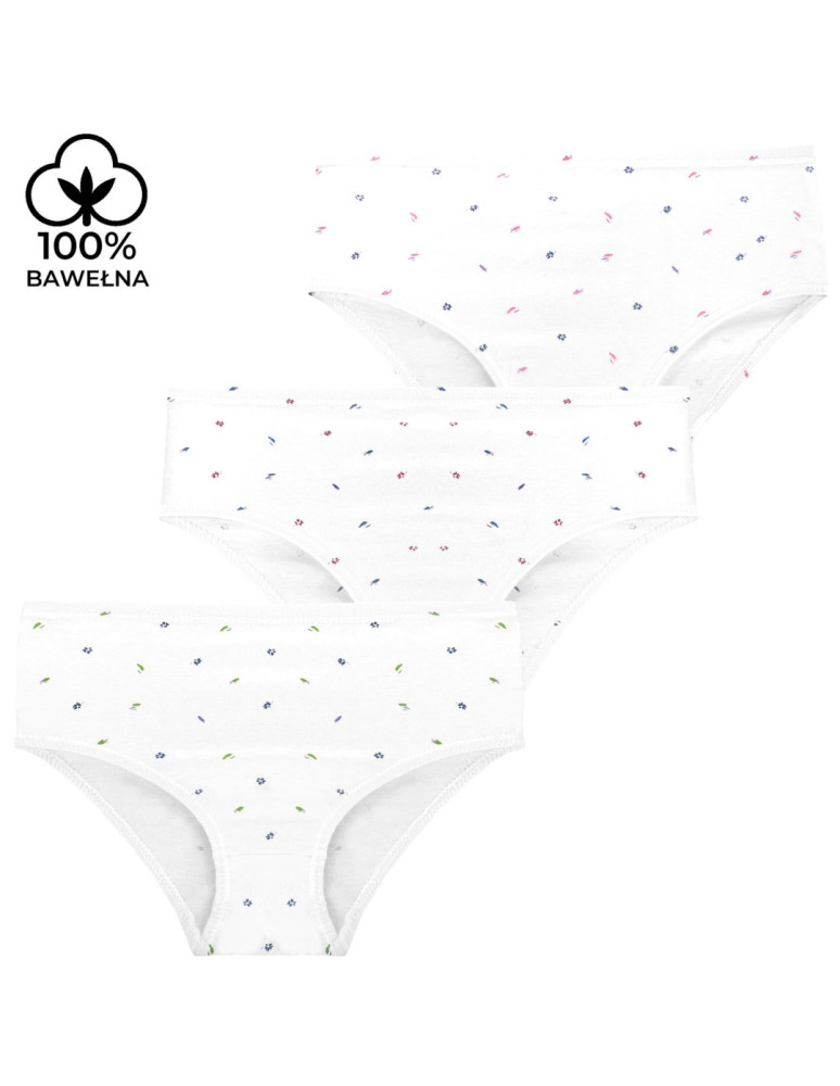 Figi - Majtki figi damskie bawełniane 100% w kwiatki 6-pak BIAŁY - produkt moraj.pl 2