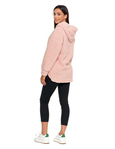 Bluzy - Pluszowa bluza damska z kapturem RÓŻOWY - produkt 6