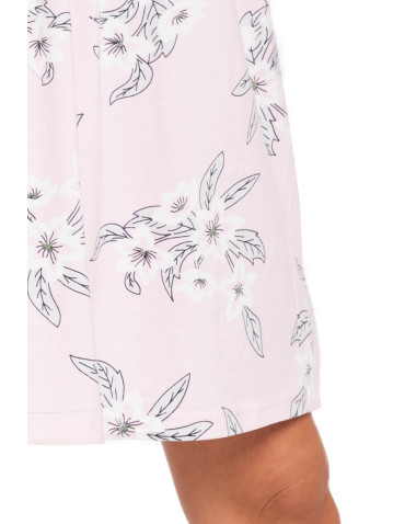 Koszule nocne - Koszula nocna damska na ramiączkach w kwiaty Plus Size RÓŻOWY - produkt 4
