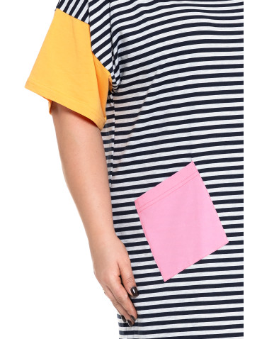 Koszule nocne - Koszula nocna damska w paski z kolorowymi rękawami Plus Size WZÓR 1 - produkt 3