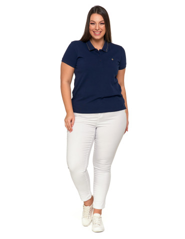 Polo - Koszulka damska polo bawełniana złote wykończenie Premium GRANATOWY - produkt 3