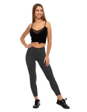Legginsy - Klasyczne legginsy ocieplane damskie CIEMNY SZARY - produkt 2