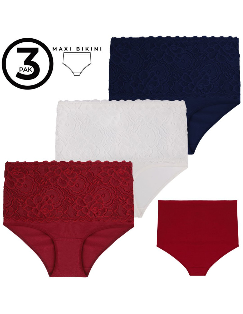 Figi - Figi damskie z wysokim stanem 3-pak WIELOKOLOROWY - produkt moraj.pl 6