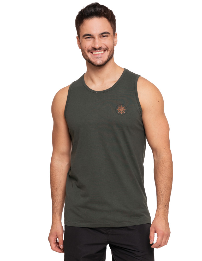 Koszulki, topy, koszule - Koszulka męska Tank-top bawełniana na ramiączkach KHAKI - produkt moraj.pl 1