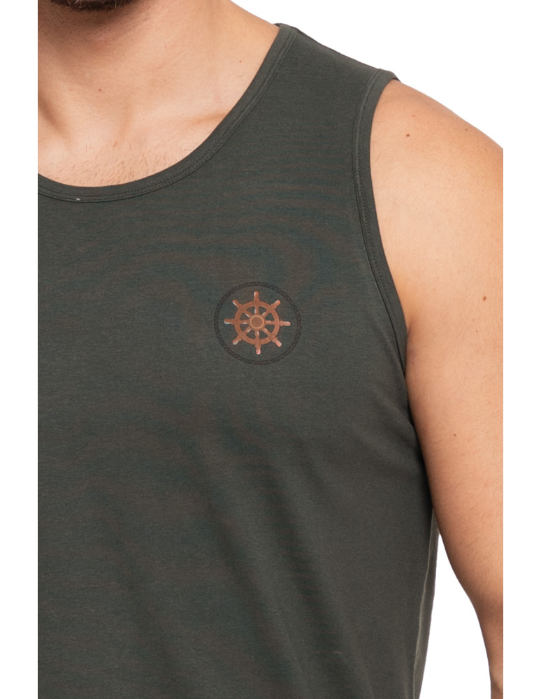 Koszulki, topy, koszule - Koszulka męska Tank-top bawełniana na ramiączkach KHAKI - produkt moraj.pl 2