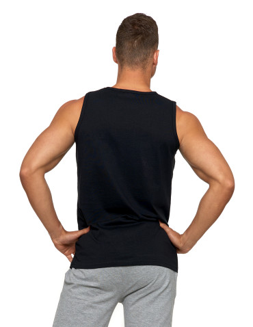 Koszulki, topy, koszule - Tank top męski bawełniany koszulka bez rękawów CZARNY - produkt 2