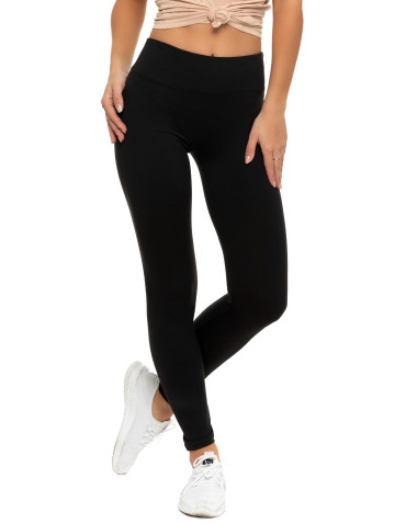 Legginsy - Klasyczne legginsy damskie z wysokim stanem CZARNY - produkt 1