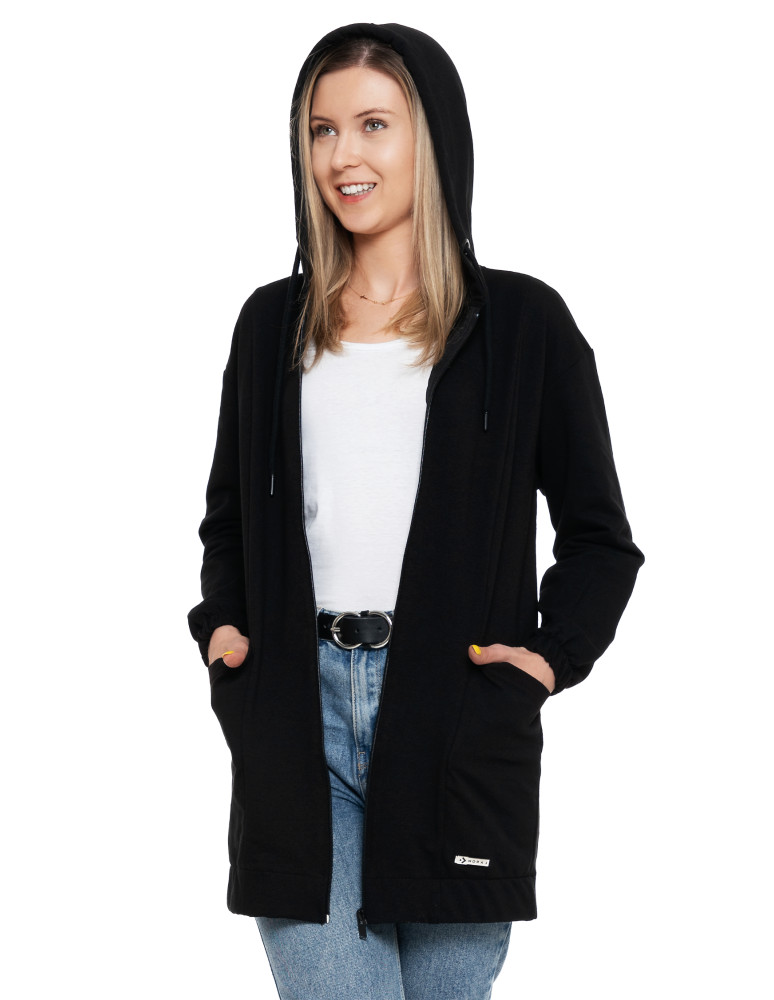 Bluzy - Bluza damska długa z głębokimi kieszeniami CZARNY - produkt moraj.pl 1
