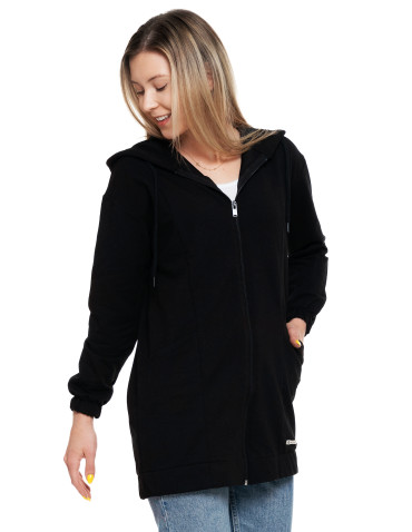 Bluzy - Bluza damska długa z głębokimi kieszeniami CZARNY - produkt 2