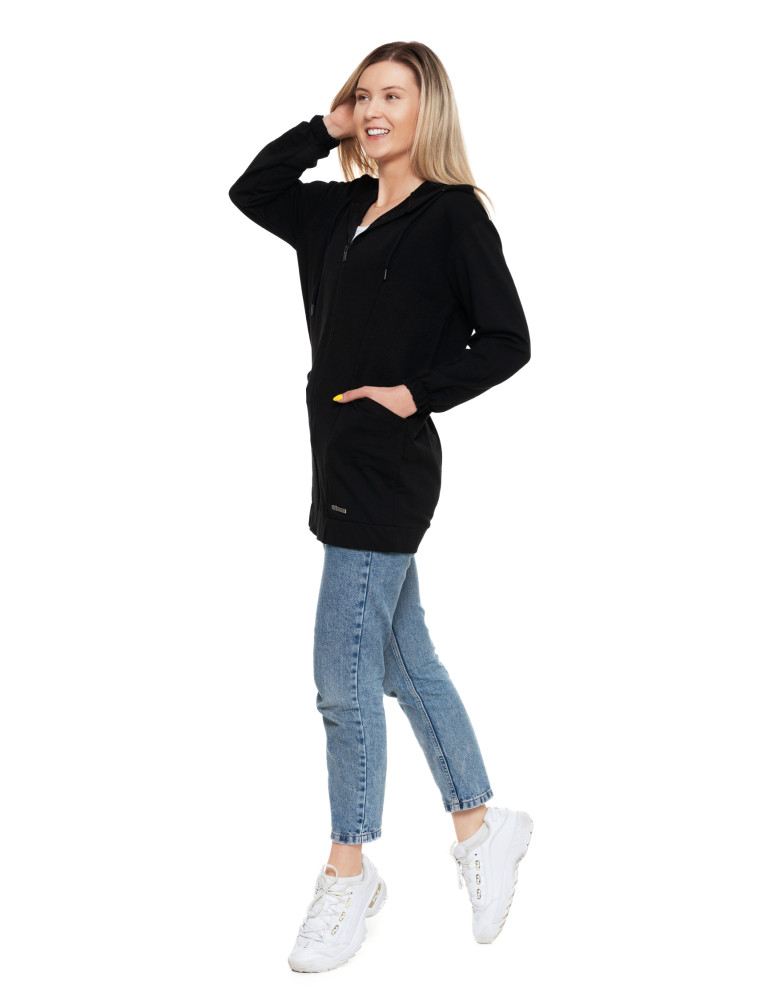 Bluzy - Bluza damska długa z głębokimi kieszeniami CZARNY - produkt moraj.pl 9
