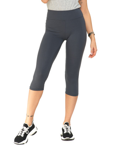 Legginsy - Klasyczne legginsy 3/4 damskie peach touch SZARY - produkt 1