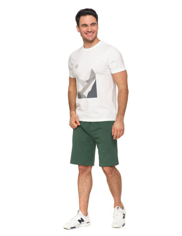Koszulki, topy, koszule - Biała koszulka męska bawełniana T-shirt z nadrukiem gór BIAŁY - produkt 5
