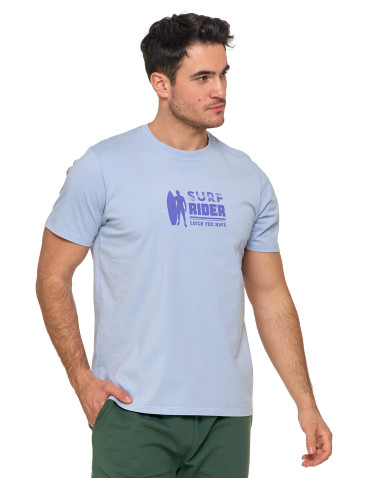 Koszulki, topy, koszule - Koszulka męska T-shirt krótki rękaw z wakacyjnym napisem FIOLETOWY - produkt 1