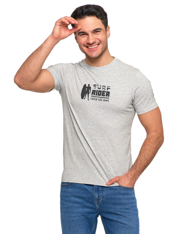 Koszulki, topy, koszule - Koszulka męska T-shirt krótki rękaw z wakacyjnym napisem SZARY - produkt 1