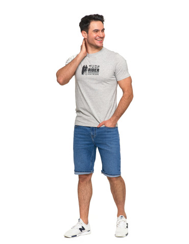 Koszulki, topy, koszule - Koszulka męska T-shirt krótki rękaw z wakacyjnym napisem SZARY - produkt 3