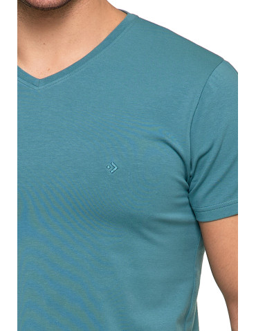 Koszulki, topy, koszule - Koszulka męska bawełna Premium T-shirt dekolt w serek MIĘTA - produkt 3