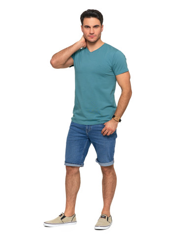 Koszulki, topy, koszule - Koszulka męska bawełna Premium T-shirt dekolt w serek MIĘTA - produkt 4