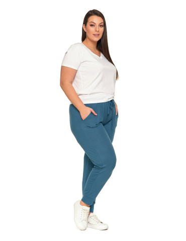Spodnie - Spodnie damskie dresowe joggery z wysokim stanem dzianinowe ZIELONY - produkt 3