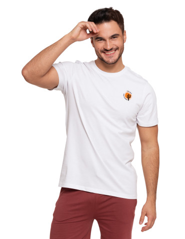 Koszulki, topy, koszule - Koszulka męska bawełniana T-shirt z haftem BIAŁY - produkt 1