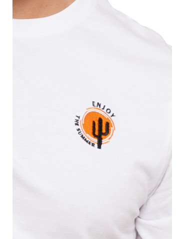 Koszulki, topy, koszule - Koszulka męska bawełniana T-shirt z haftem BIAŁY - produkt 2