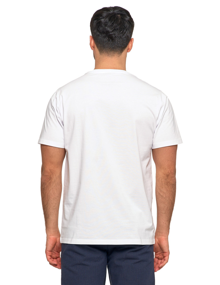 Koszulki, topy, koszule - Koszulka męska bawełniana T-shirt subtelny nadruk BIAŁY - produkt moraj.pl 2