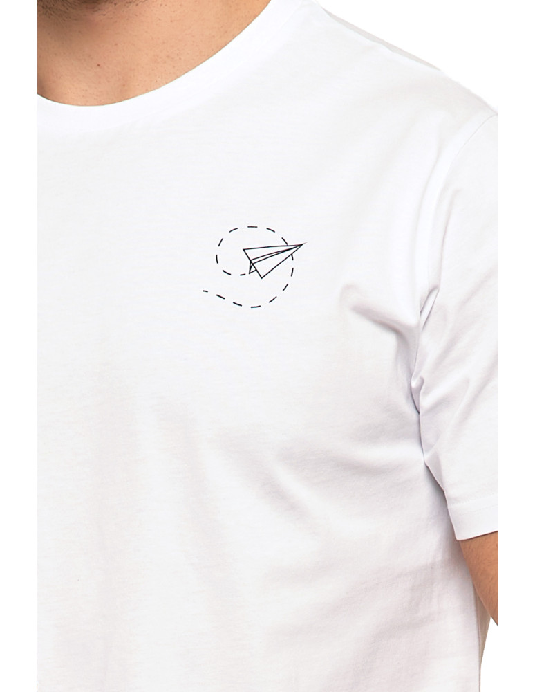 Koszulki, topy, koszule - Koszulka męska bawełniana T-shirt subtelny nadruk BIAŁY - produkt moraj.pl 3