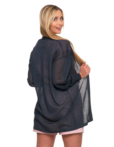 Swetry - Cienki sweter damski wiskozowy kardigan GRANATOWY - produkt 2