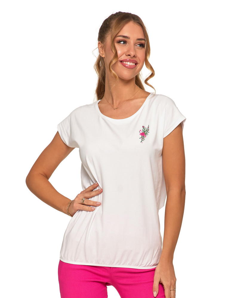 Koszulki i topy - Biała koszulka damska z flamingiem T-shirt BIAŁY - produkt moraj.pl 1