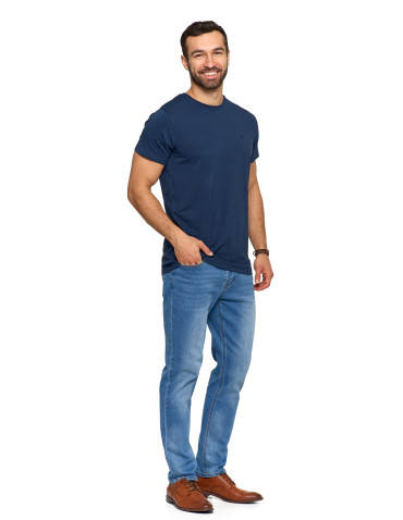 Koszulki, topy, koszule - Koszulka męska t-shirt z bawełny czesanej PREMIUM LINE GRANATOWY - produkt 5