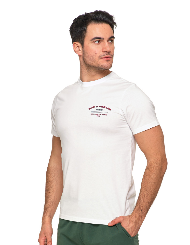 Koszulki, topy, koszule - Koszulka t-shirt męski 100% bawełna Los Angeles College BIAŁY - produkt moraj.pl 4