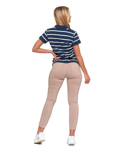 Polo - Koszulka polo damska bawełniana w paski GRANATOWY - produkt 6
