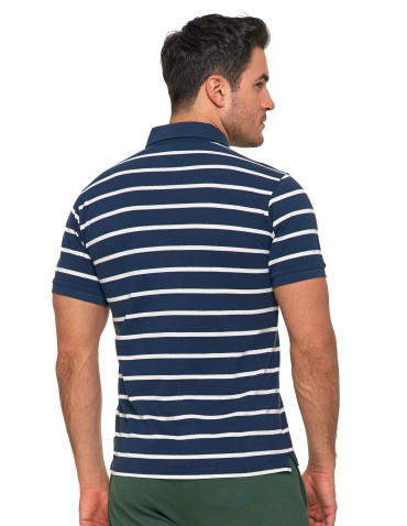 Polo - Koszulka polo męska bawełniana w paski GRANATOWY - produkt 2