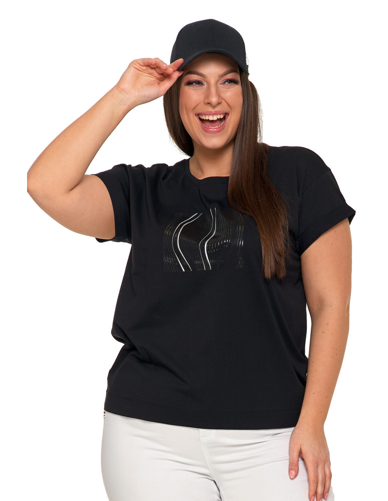 Koszulki i topy - Czarna koszulka damska bawełniana T-shirt z nadrukiem CZARNY - produkt moraj.pl 1