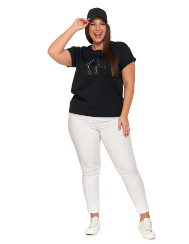 Koszulki i topy - Czarna koszulka damska bawełniana T-shirt z nadrukiem CZARNY - produkt 4