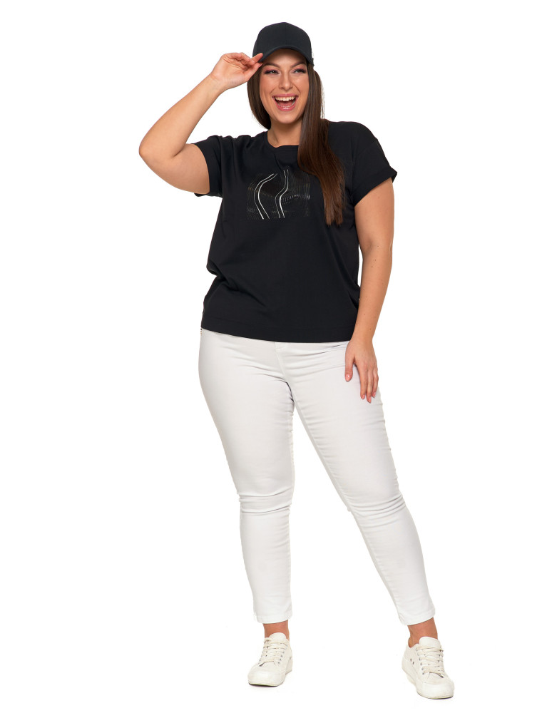Koszulki i topy - Czarna koszulka damska bawełniana T-shirt z nadrukiem CZARNY - produkt moraj.pl 4