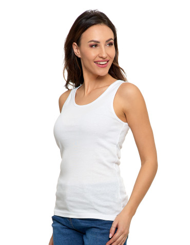 Koszulki i topy - Koszulka damska na ramiączkach Tank-Top bawełniana Plus Size BIAŁY - produkt 1