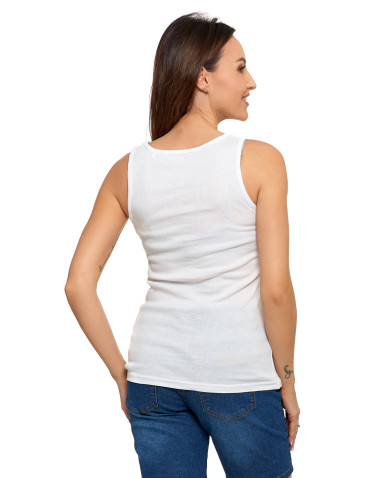Koszulki i topy - Koszulka damska na ramiączkach Tank-Top bawełniana Plus Size BIAŁY - produkt 2