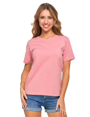 Koszulki i topy - Koszulka damska bawełna Premium T-shirt dekolt okrągły RÓŻOWY - produkt 1